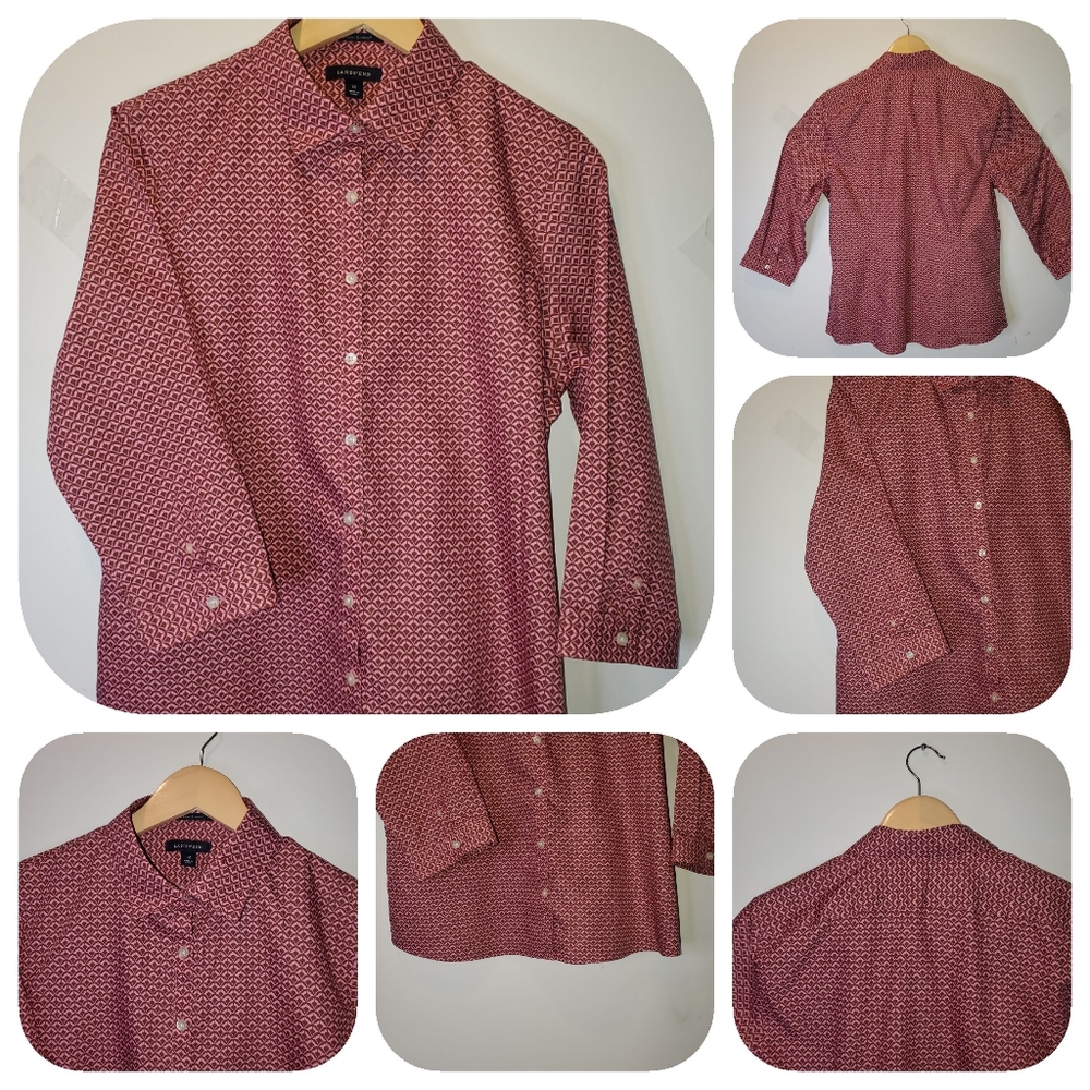 Land's end  Women's No Iron 3/4 Sleeve top. 
